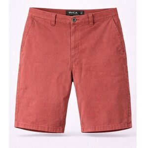 RVCA Mens Red Chino Shorts Size 31 Casual Skate Surf Flat Front Pockets